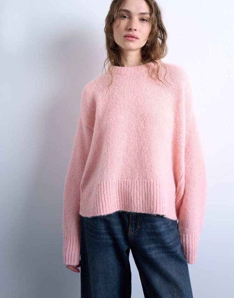 Topshop - Ultimate - Flauschiger Strickpullover aus Wollmix in Rosa von Topshop