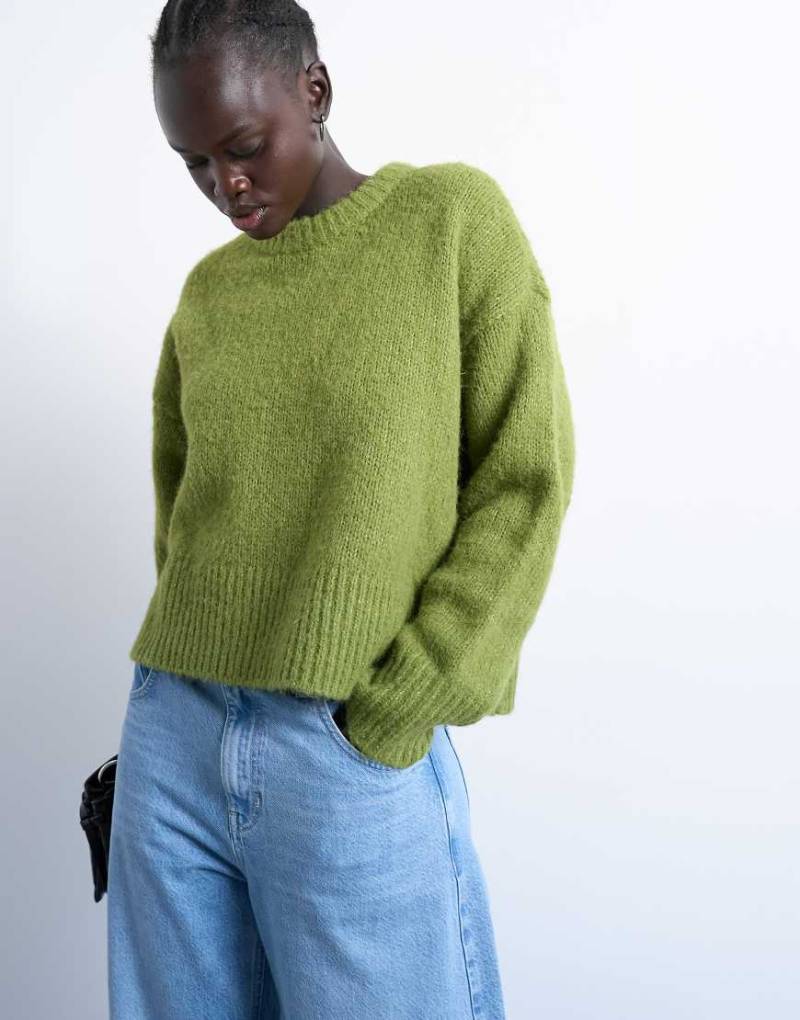 Topshop - Ultimate - Flauschiger Strickpullover aus Wollmix in Grün von Topshop