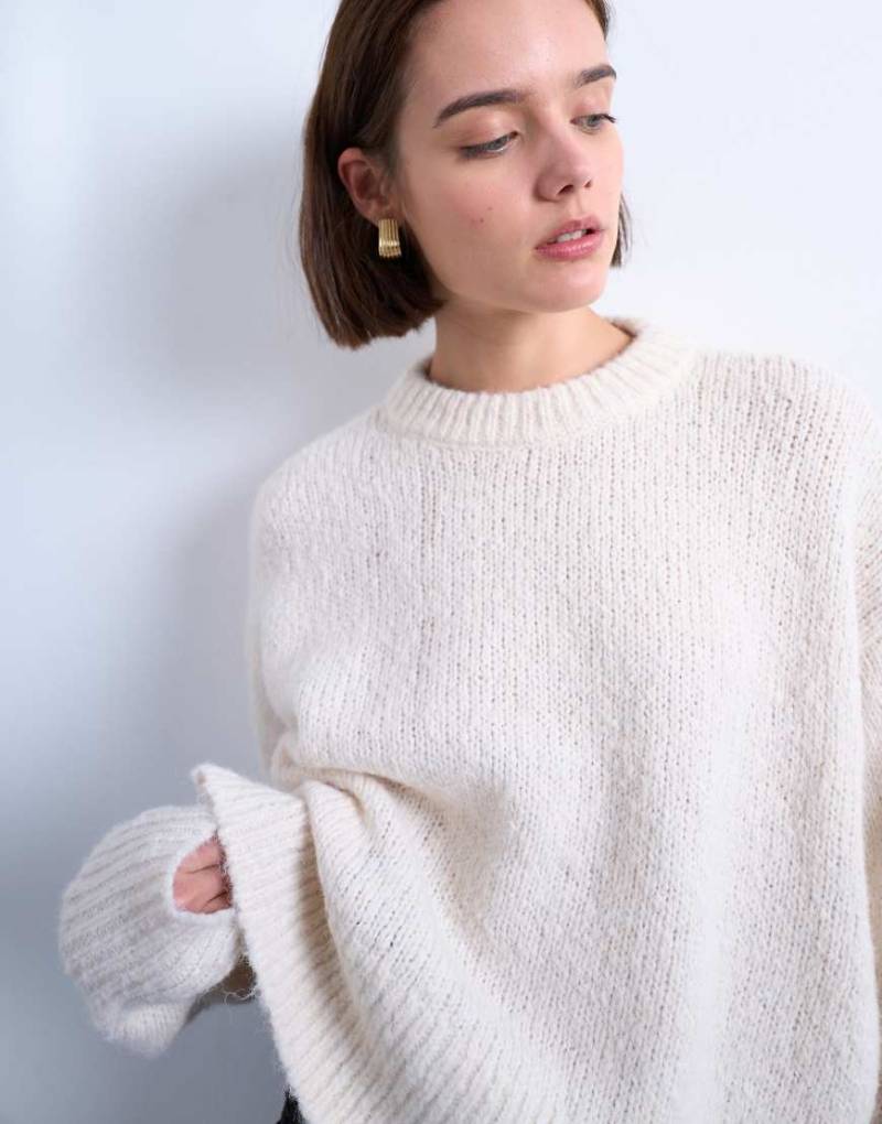 Topshop - Ultimate - Flauschiger Strickpullover aus Wollmix in Weiß von Topshop