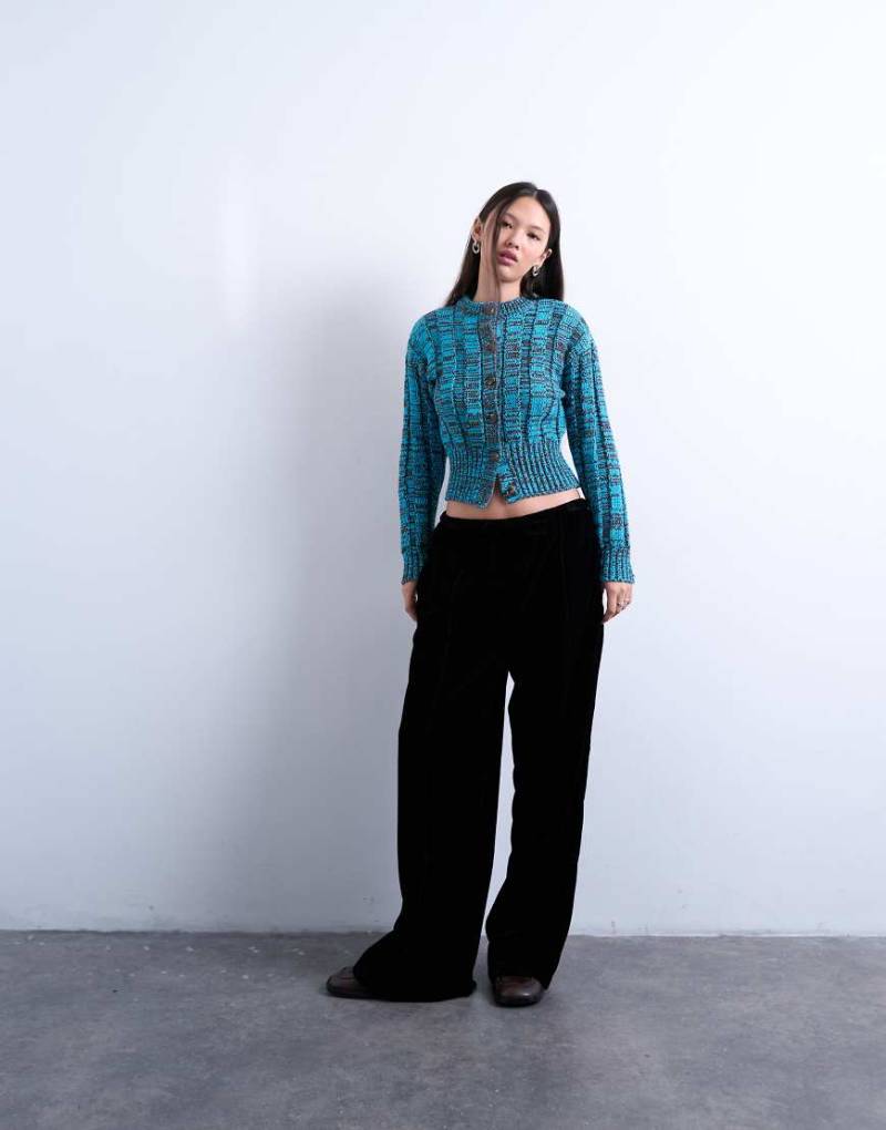 Topshop - Weit geschnittene Samt-Jogginghose in Schwarz mit mittelhohem Kordelzugbund von Topshop