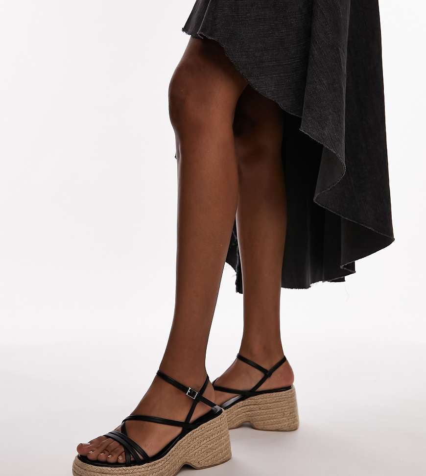 Topshop Wide Fit - Jess - Espadrilles in Schwarz mit Keilabsatz von Topshop