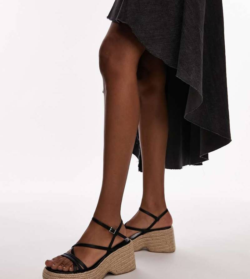 Topshop Wide Fit - Jess - Espadrilles in Schwarz mit Keilabsatz von Topshop