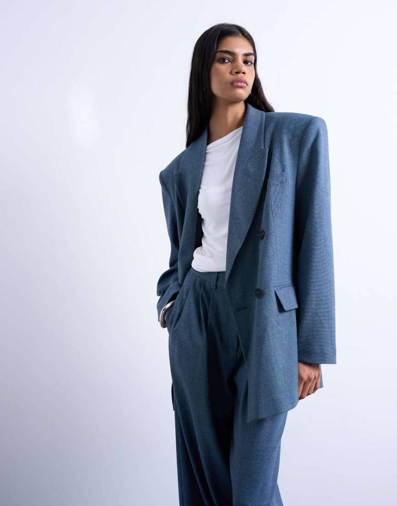 Topshop - Zweireihiger Oversize-Anzugblazer im Stil der 80er-Jahre in Marineblau von Topshop