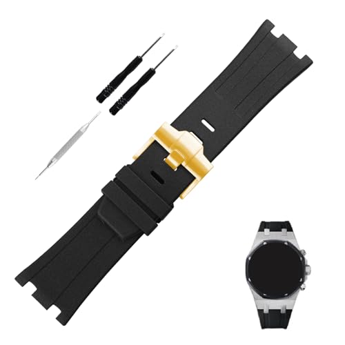 Topuly Ersatz-Uhrenarmband aus Gummi für Audemars Piguet AP Royal Oak Offshore 15703 (Herren-Stil) 15710 26170 26176 26237 26470 26703, 28 mm, Silikon-Armband mit Schnalle für Damen und Herren von Topuly