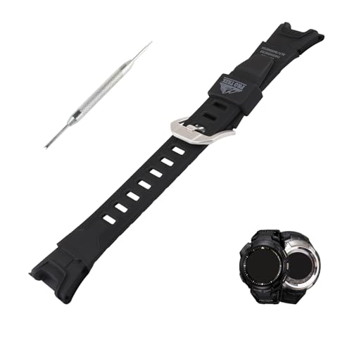 Topuly Ersatz-Uhrenarmband aus Kunstharz für Casio Protrek Pro Trek PRG-110C PRG-110Y PRW-1300 PRW-1300Y PAW-1300 Armband für Damen und Herren (schwarz), 26 mm von Topuly
