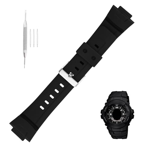 Topuly XXmm Ersatz-Uhrenarmband aus Kunstharz für Casio G-shock G-100-2B G-100-2BV G-200 G-2310-2V G-2400-2V Armband für Damen und Herren (schwarz) von Topuly