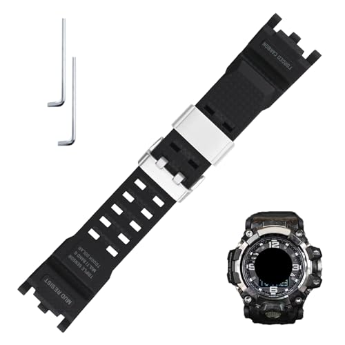 Topuly XXmm Ersatz-Uhrenarmband aus Kunstharz für Casio G-shock GWG-2000 GWG-2040 Mudmaster Armband für Damen und Herren (schwarz) von Topuly