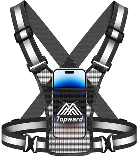 Topward Laufweste Handyhalterung Jogging Weste, High-Vis reflektierende Warnweste für Damen Herren - leicht Handytasche für Joggen, Laufen und mehr von Topward