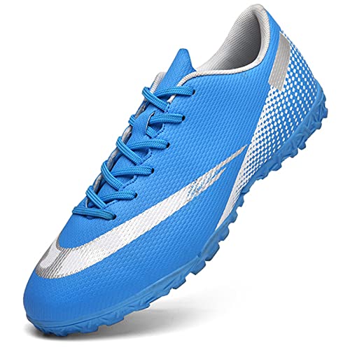 Topwolve Fußballschuhe Herren Microfaser Cleats Athletics Fußballschuhe Kinder Jugendliche Erwachsene Trainingsschuhe Professionelle Outdoor Sport Football Schuhe Unisex,Blau,35 EU von Topwolve