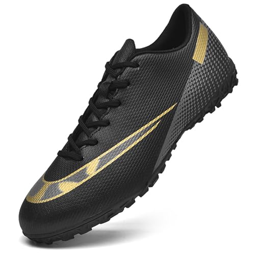 Topwolve Fußballschuhe Herren Kunstrasen Fussballschuhe Professionelle Kinder Athletics Trainingsschuhe Sport Outdoor Football Schuhe,Schwarz Gold,35 EU von Topwolve
