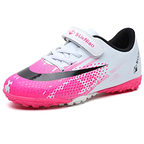 Topwolve Fußballschuhe Jungen Leicht Trainingsschuhe Indoor Outdoor Turf Football Schuhe Athletics Sportschuhe Schwarz Grün Rosa Schuhe Unisex Gr.30-39,Rosa,32 EU von Topwolve