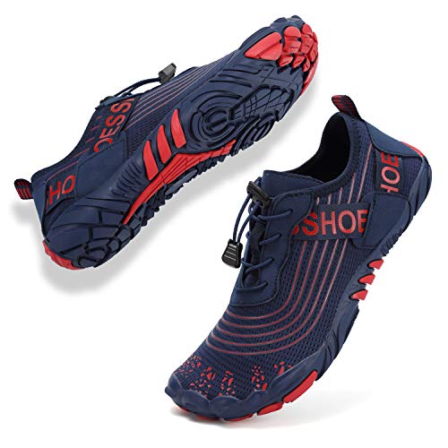 Topwolve Herren Damen Aquaschuhe Barfußschuhe Traillaufschuhe Schnell Trocknend Schwimmschuhe Badeschuhe Wassersportschuhe Strandschuhe Outdoor Fitnessschuhe,Dunkelblau,40 EU von Topwolve