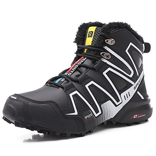 Topwolve Herren Wanderschuhe Warme Gefütterte Rutschfest Trekkingschuhe Leichte Outdoorschuhe Atmungsaktiv Wanderhalbschuhe Männer Bequeme Sportschuhe Kletterschuhe Grauweiß 42 EU von Topwolve