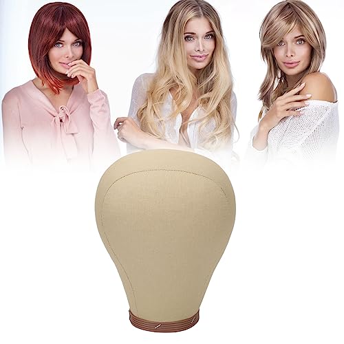 Topyond 24-Zoll-Canvas-Blockkopf, C- und T-Typ-Stifte, Clips für Perücken, für Friseur- und Perückenprsentation, Schaufensterpuppenkopf,Perücke Damen von Topyond