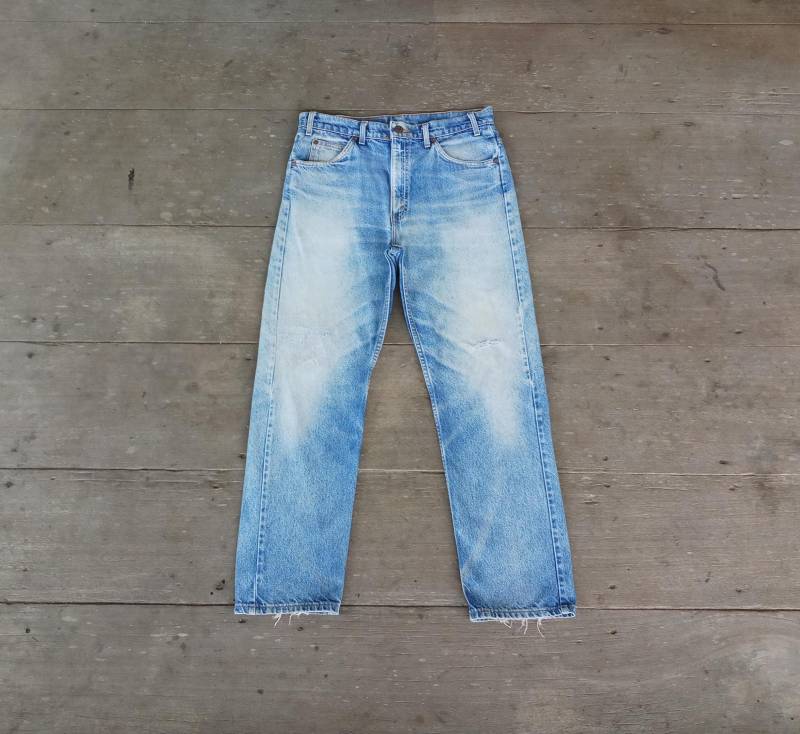 Vintage Levis 505 Orangene Jeansjacke W34 L30 Aus Jeans Vintage Levis 505 Orangene Jeansjacke W34 L30 Aus Jeans von TorMake