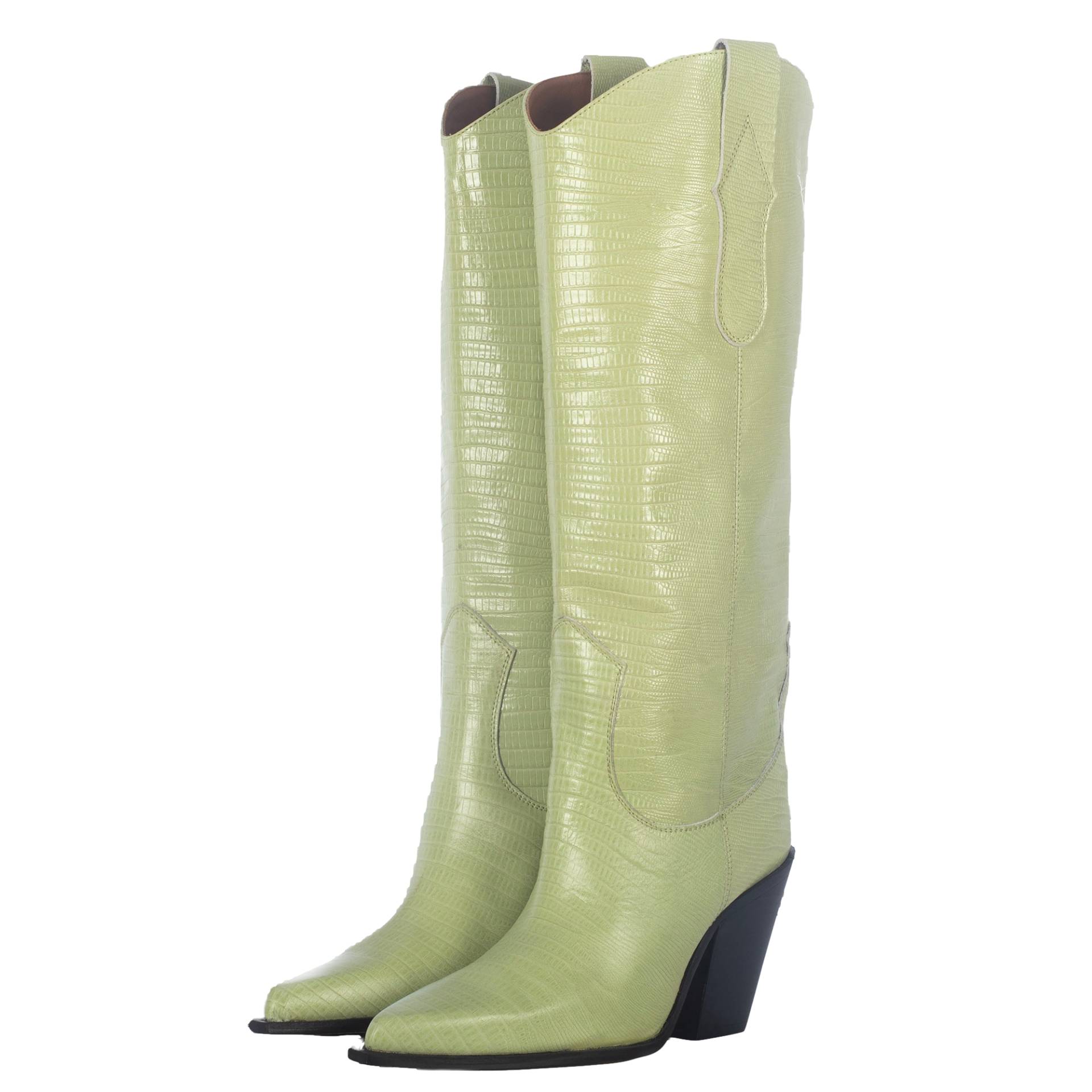 ANA GREEN ANIMAL PRINT TALL BOOTS von Toral