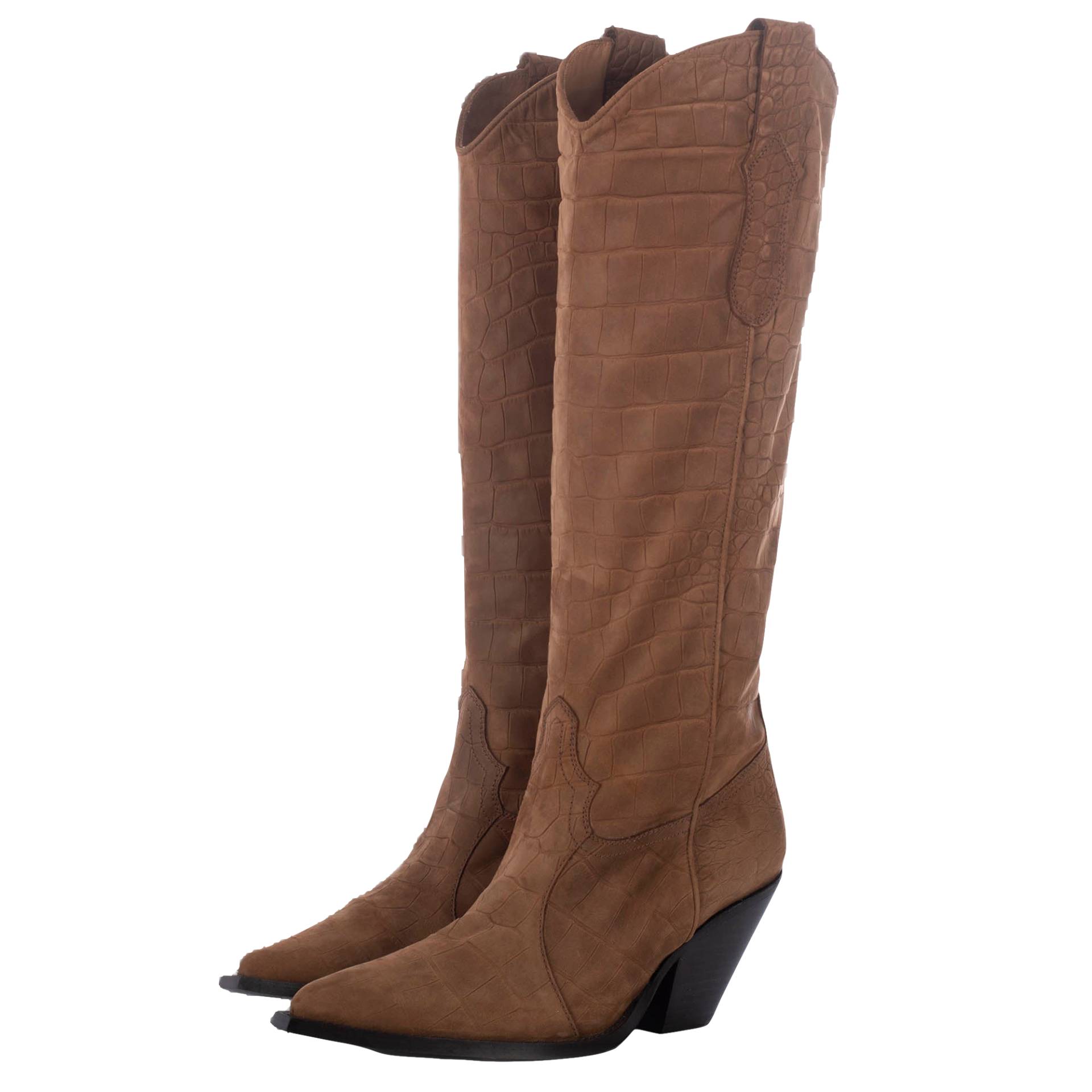 Toral | BISCOTTO MOCK CROC NOBUK TALL BOOTS | Women's Coffee Boots Toral | BISCOTTO MOCK CROC NOBUK TALL BOOTS | Women's Coffee Boots von Toral