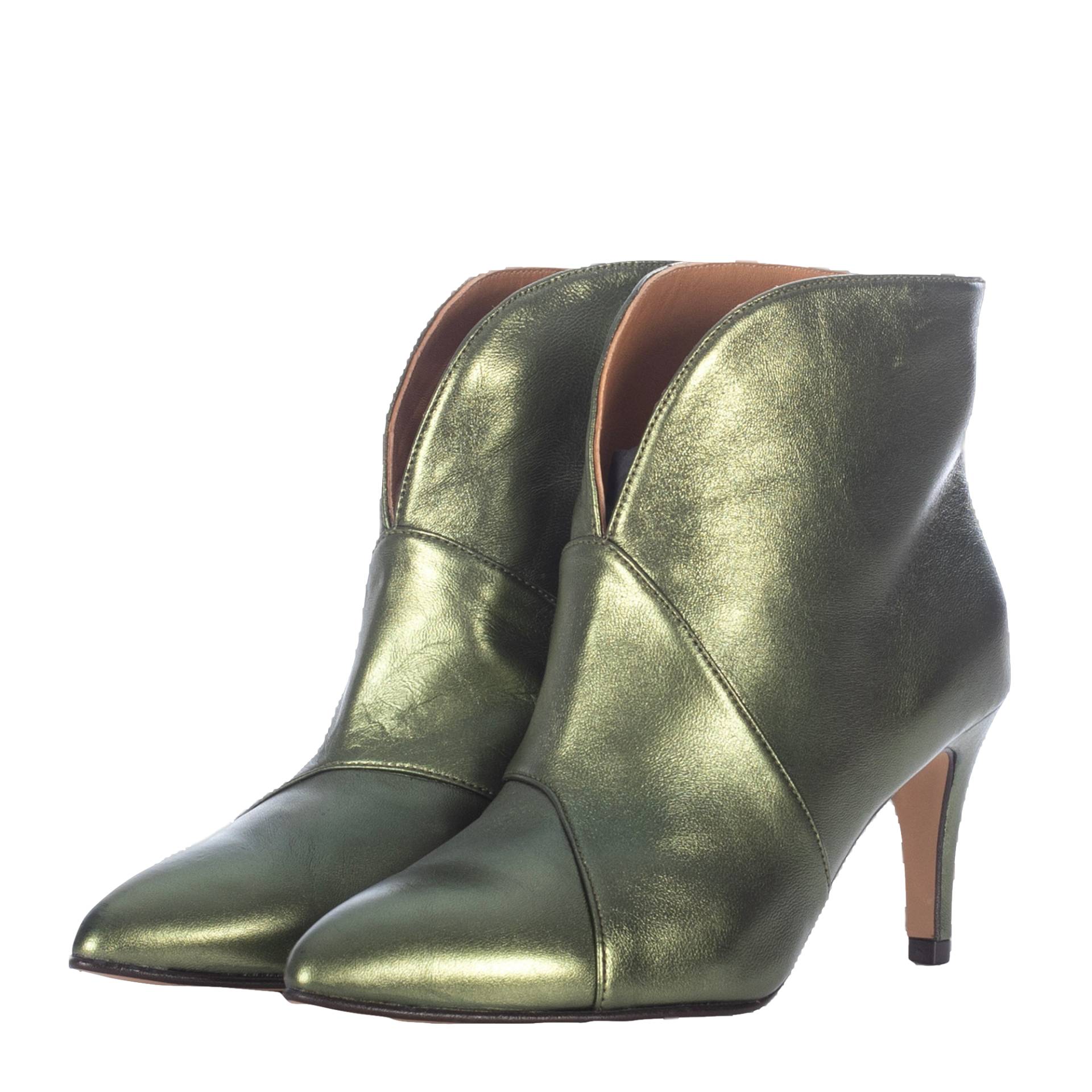 GREEN METALLIC LEATHER ANKLE BOOTS von Toral