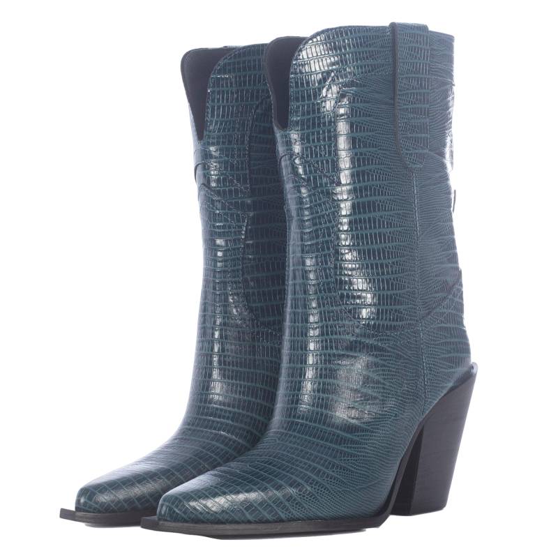 Toral | HELGA BLUE ANIMAL PRINT BOOTS | Women's Steel Blue Boots von Toral