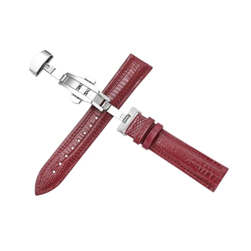 Torehueju 12–22mm glänzendes Lackleder-Uhrenarmband mit Eidechsenprägung und automatischer Butterfly-Schnalle mit Schnellverschluss, 16mm von Torehueju