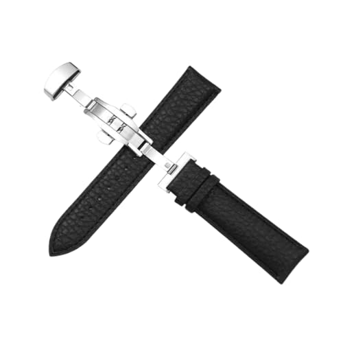 Torehueju 12–24mm Vintage-Uhrenarmband aus Rindsleder mit Litschi-Maserung und automatischer Butterfly-Schnalle mit Schnellverschluss, 14mm von Torehueju