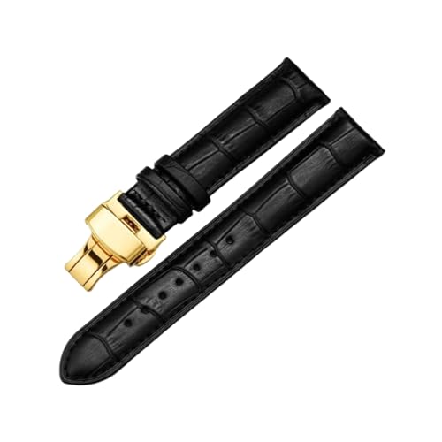 Torehueju 14–24mm weiches, hautfreundliches Rindsleder-Uhrenarmband mit goldener Schnellverschluss-Schmetterlingsschnalle, 24mm von Torehueju