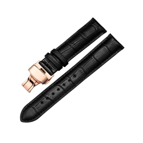 Torehueju 14–24mm weiches, hautfreundliches Rindsleder-Uhrenarmband mit roségoldener Schnellverschluss-Schmetterlingsschnalle, 18mm von Torehueju
