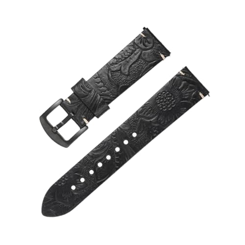 Torehueju 20–22mm Vintage-Uhrenarmband aus geprägtem Rindsleder mit Schnellverschluss-Federstift, 20mm von Torehueju