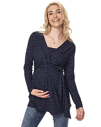 Damenshirt Langarm, Shirt für Schwangere, Stillshirt, Modell: GESSA, Langarm, dunkelblau-Weiss, L von Torelle Maternity Wear
