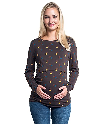 Torelle Damen 2in1 Umstandsshirt mit Stillfunktion GAJA (braun Kreise, S) von Torelle Maternity Wear