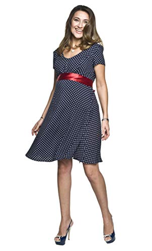 Torelle Maternity Wear 2in1 Elegantes und bequemes Umstandskleid mit Stillfunktion, Modell: DOTS, dunkelblau, Größe S von Torelle Maternity Wear