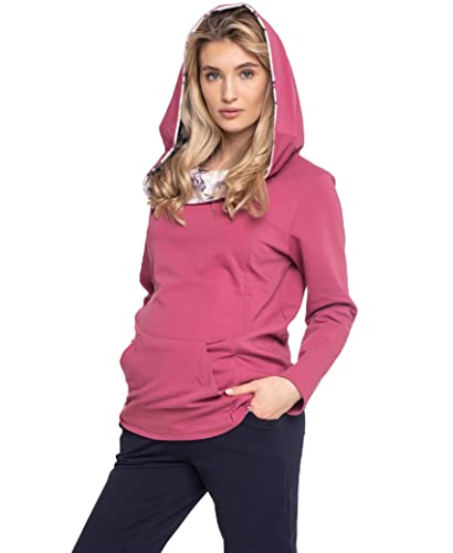 Torelle Maternity Wear 2in1 Umstandspullover Baumwolle, Stillpulli, Damenpulli mit Kapuze, Modell: DIUNA, rosa, S von Torelle Maternity Wear