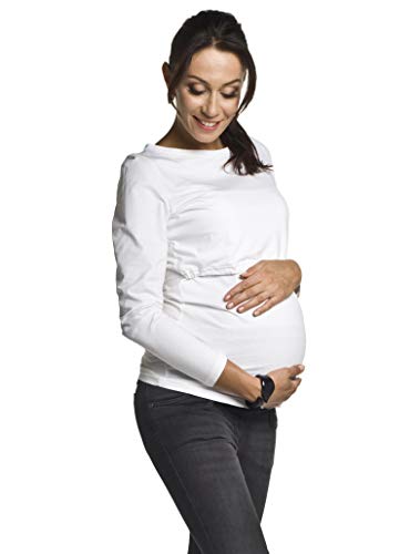 Torelle Maternity Wear 2in1 Umstandsshirt Stillshirt aus Baumwolle, Modell: Comfy, Weiss, L von Torelle Maternity Wear