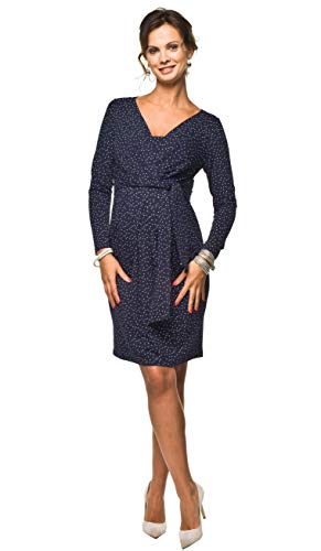 Torelle Maternity Wear Damen 2in1 Umstandskleid mit Punkte, Modell: Blufi, Langarm, dunkelblau-Weiss, S von Torelle Maternity Wear