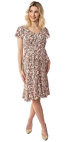 Torelle Maternity Wear Damen Sommerkleid Umstandskleid mit Stillfunktion, Modell: Kylie, braun-Weiss, S von Torelle Maternity Wear