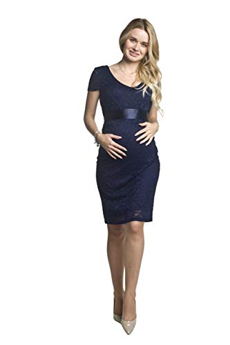 Torelle Maternity Wear Damen Umstandskleid Brautkleid für Schwangere, Modell: LACE, Kurzarm, dunkelblau, M von Torelle Maternity Wear