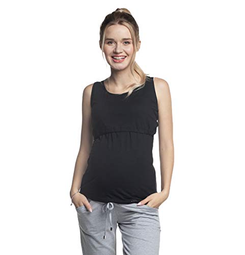 Torelle Maternity Wear Damen Umstandstop, Stilltop Somemr Baumwolle, Modell: AURIL, schwarz, XL von Torelle Maternity Wear