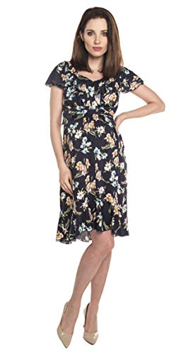 Torelle Maternity Wear Kleid für Schwangere Sommer Blumen blau, Modell: Kylie, dunkelblau Blumen, S von Torelle Maternity Wear