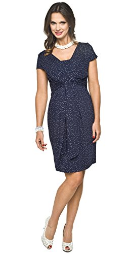 Torelle Maternity Wear Kleid für Schwangere mit Stillfunktion, Modell: Blufi, Kurzarm, dunkelblau-Weiss, M von Torelle Maternity Wear