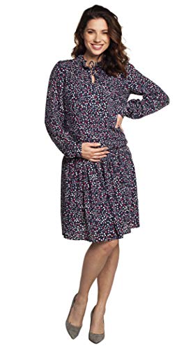 Torelle Maternity Wear Stillkleid, Umstandskleid Damenkleid, Modell: Kaira Langarm, blau mit Punkte, S von Torelle Maternity Wear