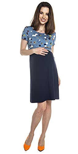 Torelle Maternity Wear Stillkleid Umstandskleid Sommer, Modell: TILLA, Kurzarm, blau Kreise, XL von Torelle Maternity Wear