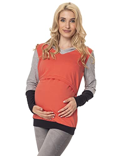 Torelle Maternity Wear Stillshirt Umstandsshirt Kurzarm Baumwolle Gabe, Langarm, grau-Graphite-orange, XL von Torelle Maternity Wear