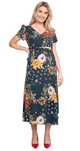 Torelle Maternity Wear Umstandskleid, Maxikleid für Schwangere und Nicht-Schwangere Damen, Stillkleid, Umstandskleid, Modell: Riona (Kurzarm indygo, XL) von Torelle Maternity Wear