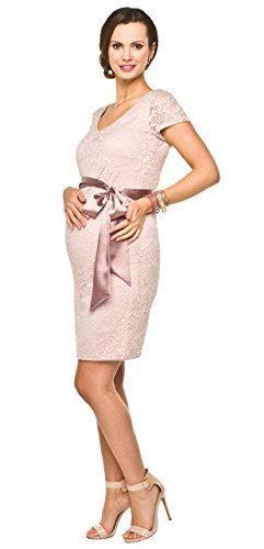 Torelle Maternity Wear Umstandskleid Brautkleid für Schwangere, Modell: LACE, Kurzarm, rosa hell, XS von Torelle Maternity Wear