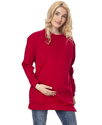 Torelle Maternity Wear Umstandspullover Baumwolle, Stillpulli, Pullover Oversize Damen 3in1, Modell: MORINA, rot, XL von Torelle Maternity Wear