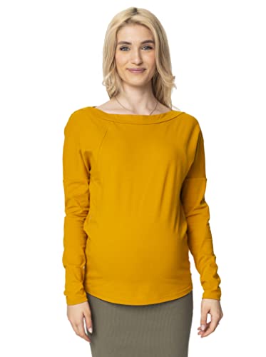 Torelle Maternity Wear Umstandsshirt, Stillshirt, Damenshirt Langarm aus Baumwolle, Modell: Aletta, senfgelb, XL von Torelle Maternity Wear