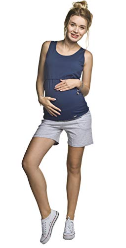 Torelle Maternity Wear Umstandsshorts atmungsaktiv aus Baumwolle, Modell: Fitness Shorts, hellgrau, L von Torelle Maternity Wear