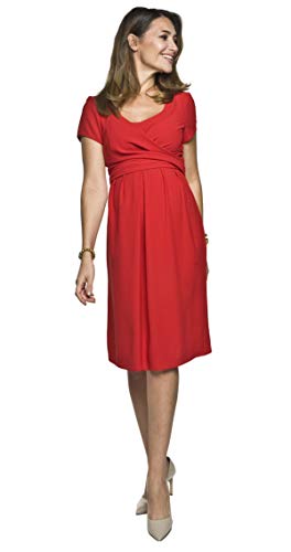 Torelle Maternity Wear Stillmode, Kleid elegant Stillen, Umstandskleid, Kleid für Schwangere, Modell: Lavinia, rot, XL von Torelle Maternity Wear