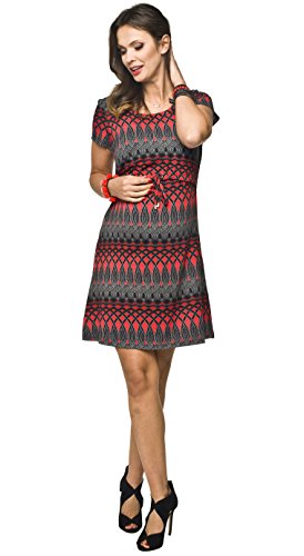 Torelle Maternity Wear Umstandskleid mit Stillfunktion, Modell: NINA, Kurzarm, rot-schwarz, S von Torelle Maternity Wear