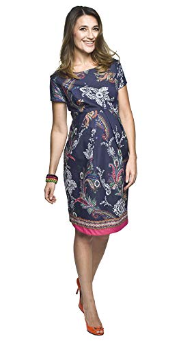 Torelle Maternity Wear Sommerkleid Damen Floral, Umstandskleid, Kleid Für Schwangere, Modell: NEITIRI, dunkelblau, XL von Torelle Maternity Wear